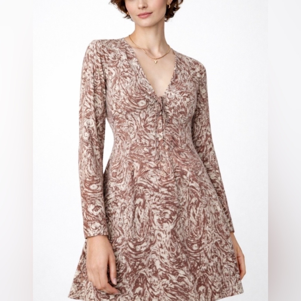 NWT Who What Wear Swirl Print Dress with Bell Sleeves